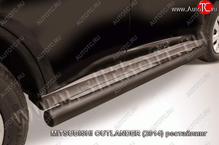 9 899 р. Защита порогов Slitkoff  Mitsubishi Outlander  GF (2014-2016) 1-ый рестайлинг (Цвет: серебристый)  с доставкой в г. Кемерово