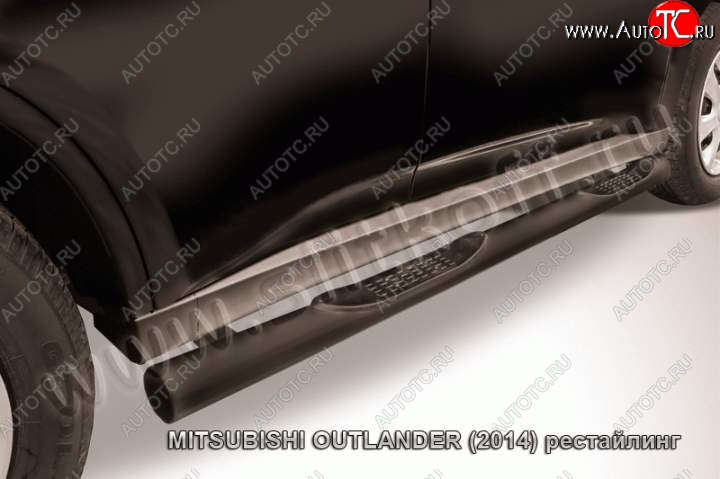12 399 р. Защита порогов Slitkoff Mitsubishi Outlander GF 2-ой рестайлинг (2015-2018) (Цвет: серебристый)  с доставкой в г. Кемерово