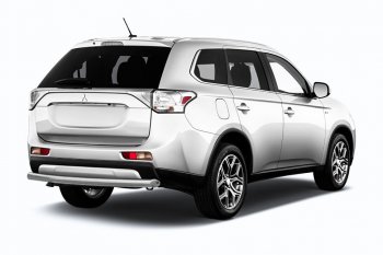 6 349 р. Защита заднего бампера Slitkoff (короткая, d57) Mitsubishi Outlander GF 2-ой рестайлинг (2015-2018) (Сталь с полимерным покрытием. Цвет: серебристый)  с доставкой в г. Кемерово. Увеличить фотографию 1