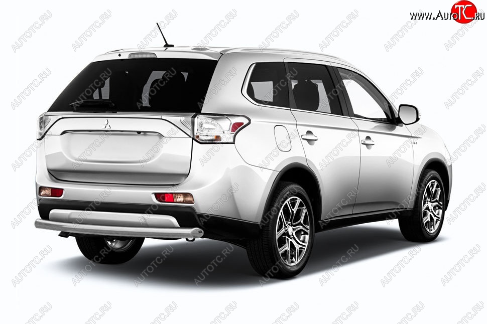 6 349 р. Защита заднего бампера Slitkoff (короткая, d57)  Mitsubishi Outlander  GF (2015-2018) 2-ой рестайлинг (Сталь с полимерным покрытием. Цвет: серебристый)  с доставкой в г. Кемерово