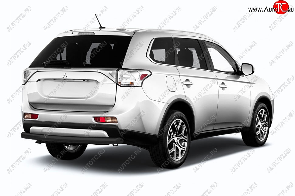6 349 р. Защита заднего бампера Slitkoff (короткая, d57)  Mitsubishi Outlander  GF (2015-2018) 2-ой рестайлинг (Сталь с полимерным покрытием. Цвет: чёрный)  с доставкой в г. Кемерово