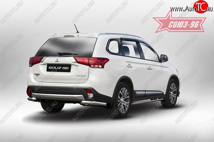 8 504 р. Защита заднего бампера из боковых полированых уголков (d60) Souz-96  Mitsubishi Outlander  GF (2015-2018) 2-ой рестайлинг  с доставкой в г. Кемерово