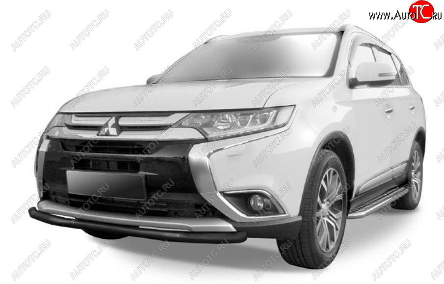 8 449 р. Защита переднего бампера Slitkoff (Ø 57 мм).  Mitsubishi Outlander  GF (2015-2018) 2-ой рестайлинг (Сталь с полимерным покрытием. Цвет: черный)  с доставкой в г. Кемерово