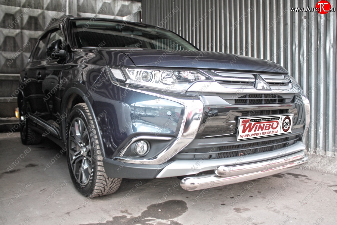 12 849 р. Защита переднего бампера Mitsubishi Outlander 2014+  Mitsubishi Outlander  GF (2015-2018) 2-ой рестайлинг  с доставкой в г. Кемерово