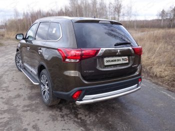 20 599 р. Защита заднего бампера ТСС (нержавейка d 60,3 мм)  Mitsubishi Outlander  GF (2014-2018) 1-ый рестайлинг, 2-ой рестайлинг  с доставкой в г. Кемерово. Увеличить фотографию 1