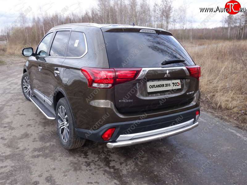 20 599 р. Защита заднего бампера ТСС (нержавейка d 60,3 мм)  Mitsubishi Outlander  GF (2014-2018) 1-ый рестайлинг, 2-ой рестайлинг  с доставкой в г. Кемерово