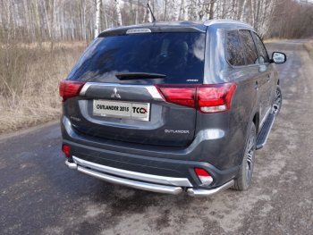 15 999 р. Защита заднего бампера (короткая) ТСС (нержавейка d 60,3 мм)  Mitsubishi Outlander  GF (2014-2018) 1-ый рестайлинг, 2-ой рестайлинг  с доставкой в г. Кемерово. Увеличить фотографию 1