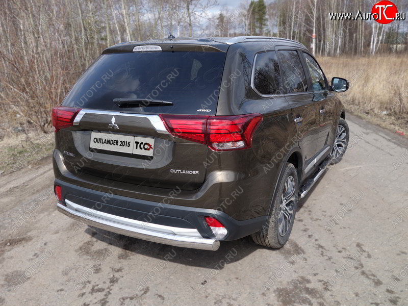 18 999 р. Защита заднего бампера (овальная) ТСС (нержавейка d75х42 мм) Mitsubishi Outlander GF 2-ой рестайлинг (2015-2018)  с доставкой в г. Кемерово