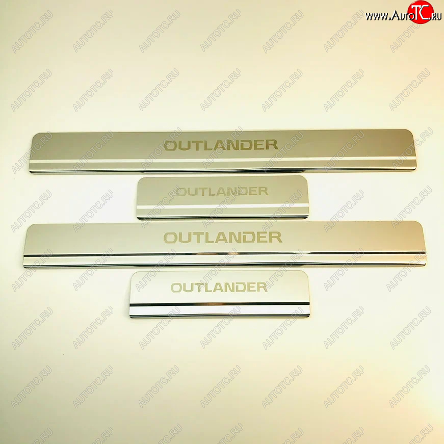 2 199 р. Накладки порожков салона INOX Mitsubishi Outlander GF 2-ой рестайлинг (2015-2018) (Нержавеющая сталь)  с доставкой в г. Кемерово