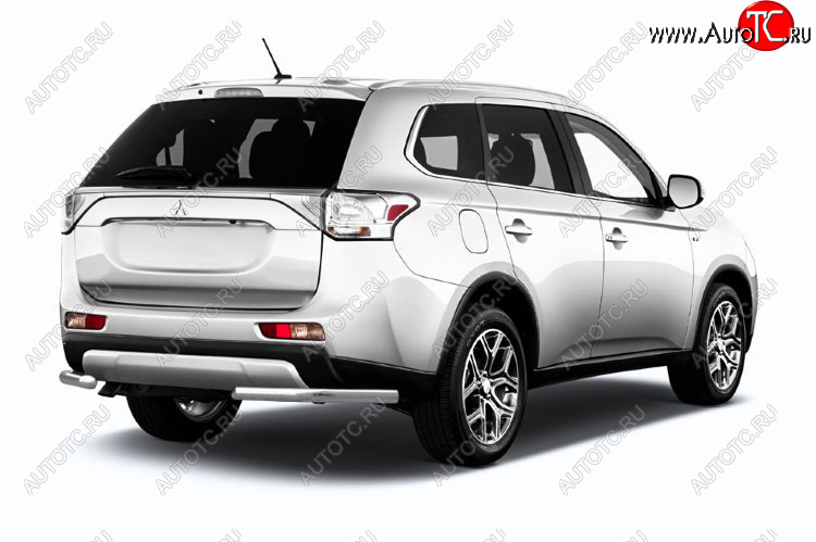 8 999 р. Защита заднего бампера Slitkoff (Ø 57 мм)  Mitsubishi Outlander  GF (2015-2018) 2-ой рестайлинг (Нержавеющая сталь)  с доставкой в г. Кемерово
