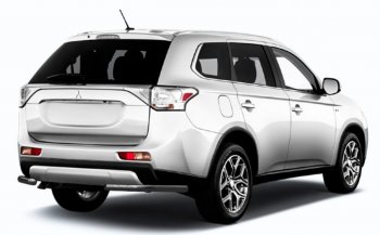 6 349 р. Защита заднего бампера Slitkoff (Ø 57 мм) Mitsubishi Outlander GF 2-ой рестайлинг (2015-2018) (Сталь с полимерным покрытием. Цвет: черный)  с доставкой в г. Кемерово. Увеличить фотографию 1