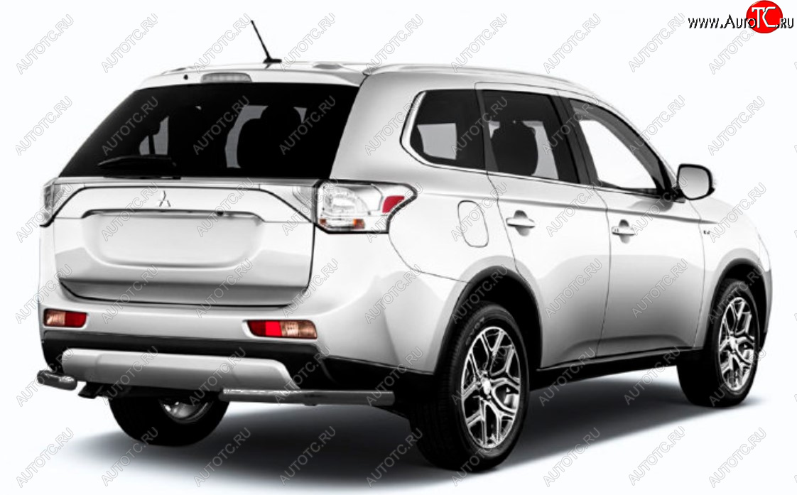 6 349 р. Защита заднего бампера Slitkoff (Ø 57 мм)  Mitsubishi Outlander  GF (2015-2018) 2-ой рестайлинг (Сталь с полимерным покрытием. Цвет: черный)  с доставкой в г. Кемерово