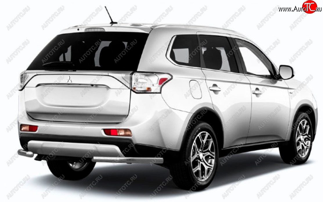 6 349 р. Защита заднего бампера Slitkoff (Ø 57 мм)  Mitsubishi Outlander  GF (2015-2018) 2-ой рестайлинг (Сталь с полимерным покрытием. Цвет: серебристый)  с доставкой в г. Кемерово