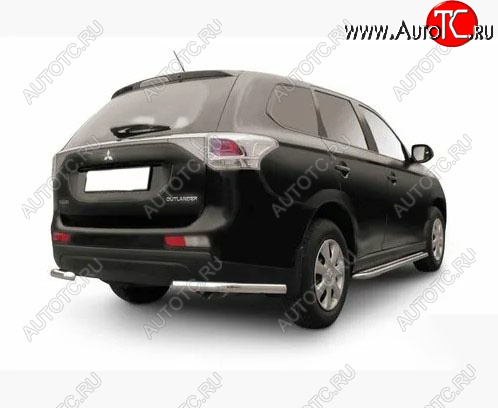8 999 р. Защита заднего бампера Slitkoff (Ø 57 мм)  Mitsubishi Outlander  GF (2014-2016) 1-ый рестайлинг (Нержавеющая сталь)  с доставкой в г. Кемерово