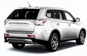 Защита заднего бампера Slitkoff (Ø 57, волна) Mitsubishi Outlander  GF (2014-2016) 1-ый рестайлинг (Сталь с полимерным покрытием. Цвет: черный)