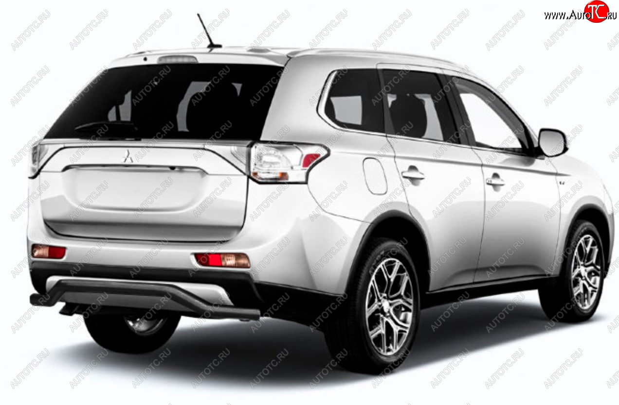 8 349 р. Защита заднего бампера Slitkoff (Ø 57, волна)  Mitsubishi Outlander  GF (2014-2016) 1-ый рестайлинг (Сталь с полимерным покрытием. Цвет: черный)  с доставкой в г. Кемерово