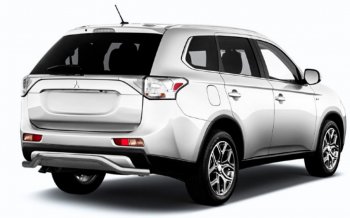 Защита заднего бампера Slitkoff (Ø 57, волна) Mitsubishi Outlander  GF (2014-2016) 1-ый рестайлинг (Сталь с полимерным покрытием. Цвет: серебристый)