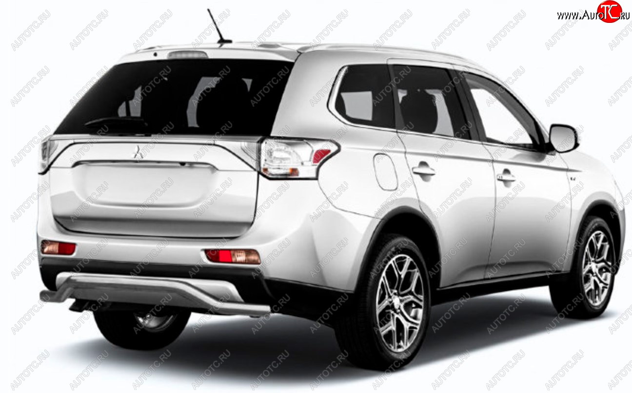 8 349 р. Защита заднего бампера Slitkoff (Ø 57, волна)  Mitsubishi Outlander  GF (2014-2016) 1-ый рестайлинг (Сталь с полимерным покрытием. Цвет: серебристый)  с доставкой в г. Кемерово