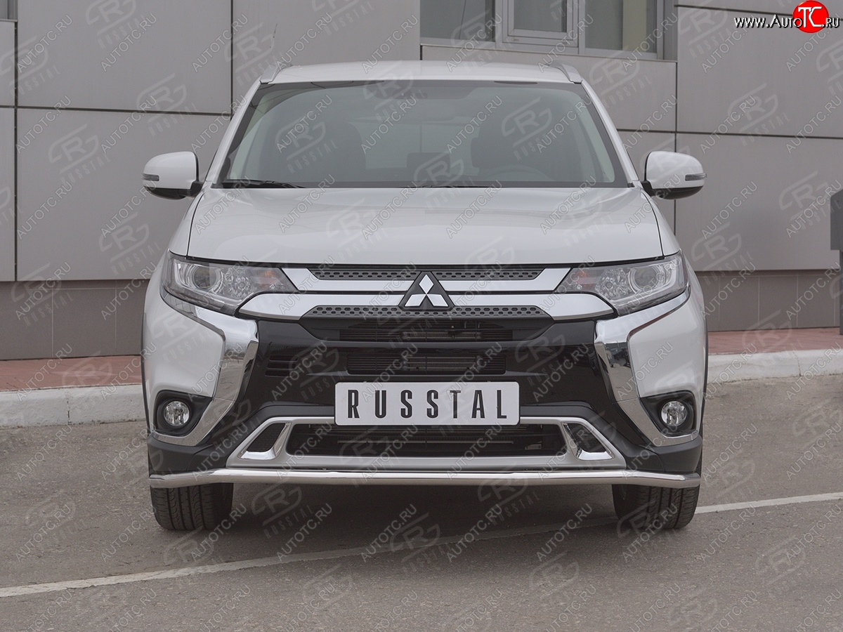 14 749 р. Защита переднего бампера (Ø42 мм, нержавейка) SLITKOFF Mitsubishi Outlander GF 3-ий рестайлинг (2018-2022)  с доставкой в г. Кемерово