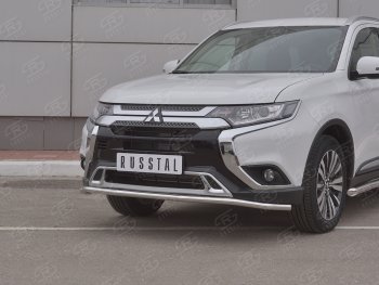 14 749 р. Защита переднего бампера (Ø42 мм, нержавейка) SLITKOFF Mitsubishi Outlander GF 3-ий рестайлинг (2018-2022)  с доставкой в г. Кемерово. Увеличить фотографию 2