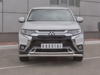 14 999 р. Защита переднего бампера (Ø 63 мм, нержавейка) SLITKOFF Mitsubishi Outlander GF 3-ий рестайлинг (2018-2022)  с доставкой в г. Кемерово. Увеличить фотографию 1