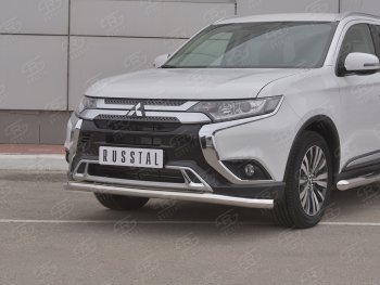 14 999 р. Защита переднего бампера (Ø 63 мм, нержавейка) SLITKOFF  Mitsubishi Outlander  GF (2018-2022) 3-ий рестайлинг  с доставкой в г. Кемерово. Увеличить фотографию 2