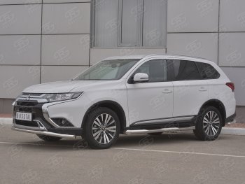 14 999 р. Защита переднего бампера (Ø 63 мм, нержавейка) SLITKOFF Mitsubishi Outlander GF 3-ий рестайлинг (2018-2022)  с доставкой в г. Кемерово. Увеличить фотографию 3