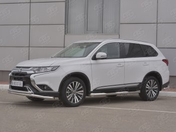 17 549 р. Защита переднего бампера (2 трубы Ø63 и 42 мм, нержавейка) SLITKOFF  Mitsubishi Outlander  GF (2018-2022) 3-ий рестайлинг  с доставкой в г. Кемерово. Увеличить фотографию 2