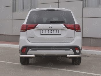 Защита заднего бампера (Ø63 мм уголки, нержавейка) SLITKOFF Mitsubishi Outlander  GF (2018-2022) 3-ий рестайлинг