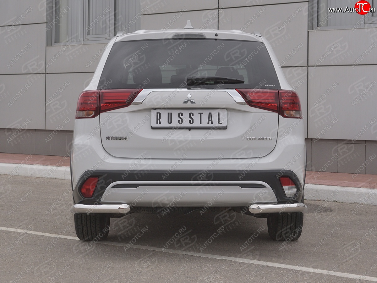 12 499 р. Защита заднего бампера (Ø63 мм уголки, нержавейка) SLITKOFF  Mitsubishi Outlander  GF (2018-2022) 3-ий рестайлинг  с доставкой в г. Кемерово