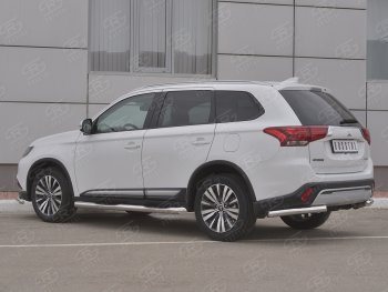 12 499 р. Защита заднего бампера (Ø63 мм уголки, нержавейка) SLITKOFF  Mitsubishi Outlander  GF (2018-2022) 3-ий рестайлинг  с доставкой в г. Кемерово. Увеличить фотографию 2
