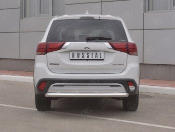 Защита заднего бампера (Ø63 мм, нержавейка) SLITKOFF Mitsubishi Outlander  GF (2018-2022) 3-ий рестайлинг