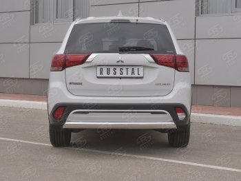 12 749 р. Защита заднего бампера (Ø75x42 мм, нержавейка) Russtal Mitsubishi Outlander GF 3-ий рестайлинг (2018-2022)  с доставкой в г. Кемерово. Увеличить фотографию 2