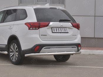Защита заднего бампера (Ø63 мм, нержавейка) RUSSTAL Mitsubishi Outlander  GF (2018-2022) 3-ий рестайлинг