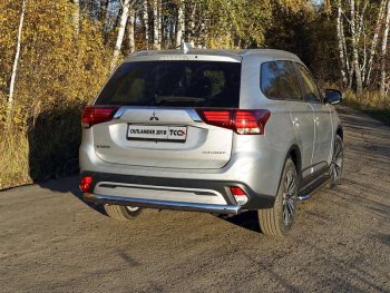 Защита заднего бампера (овальная) ТСС (нержавейка d75х42 мм) Mitsubishi Outlander  GF (2018-2022) 3-ий рестайлинг