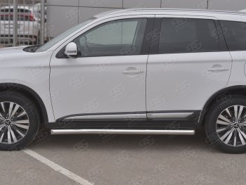 19 999 р. Защита порогов (Ø63 мм, нержавейка) SLITKOFF  Mitsubishi Outlander  GF (2018-2022) 3-ий рестайлинг (Металлические торцы под 45°)  с доставкой в г. Кемерово. Увеличить фотографию 2