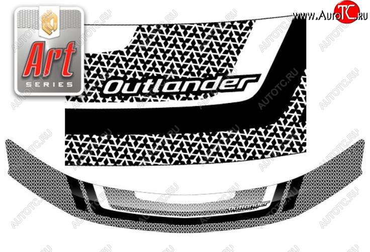 2 399 р. Дефлектор капота CA-Plastiс  Mitsubishi Outlander  XL (2005-2009) (CW)  дорестайлинг (Серия Art белая)  с доставкой в г. Кемерово