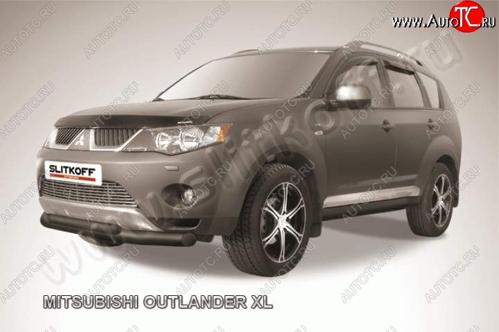 11 299 р. защита переднего бампера Slitkoff  Mitsubishi Outlander  XL (2005-2009) (CW)  дорестайлинг (Цвет: серебристый)  с доставкой в г. Кемерово