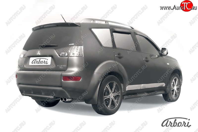 5 399 р. Защита заднего бампера Arbori (короткая, черная, 1 труба d57 mm).  Mitsubishi Outlander  XL (2005-2009) (CW)  дорестайлинг  с доставкой в г. Кемерово