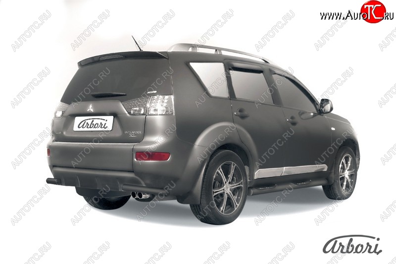 5 399 р. Защита заднего бампера Arbori (уголки, черная, 1 труба d57 mm). Mitsubishi Outlander XL (CW)  дорестайлинг (2005-2009)  с доставкой в г. Кемерово