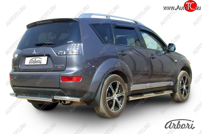 8 999 р. Защита заднего бампера Arbori (короткая, нержавейка, 1 труба d57 mm).  Mitsubishi Outlander  XL (2005-2009) (CW)  дорестайлинг  с доставкой в г. Кемерово