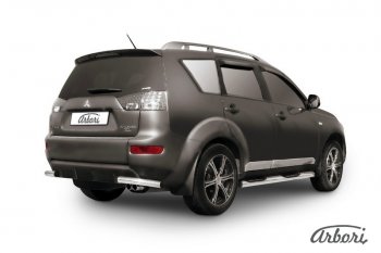 Защита заднего бампера Arbori (уголки, нержавейка, 1 труба d57 mm). Mitsubishi Outlander  XL (2005-2009) (CW)  дорестайлинг