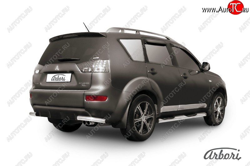 8 180 р. Защита заднего бампера Arbori (уголки, нержавейка, 1 труба d57 mm).  Mitsubishi Outlander  XL (2005-2009) (CW)  дорестайлинг  с доставкой в г. Кемерово