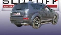 Защита заднего бампера из двух боковых уголков диаметром 57 мм Slitkoff Mitsubishi Outlander  XL (2005-2009) (CW)  дорестайлинг
