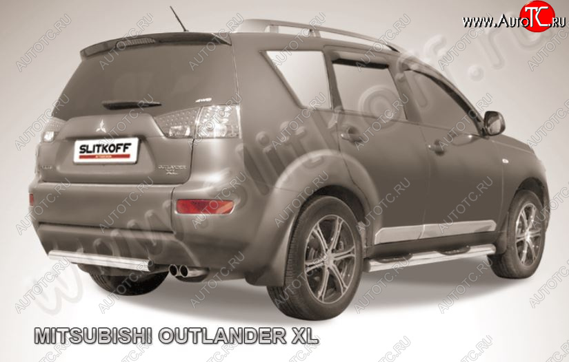 8 999 р. Защита заднего бампера из короткой трубы диаметром 57 мм Slitkoff  Mitsubishi Outlander  XL (2005-2009) (CW)  дорестайлинг (Нержавейка, Полированная)  с доставкой в г. Кемерово