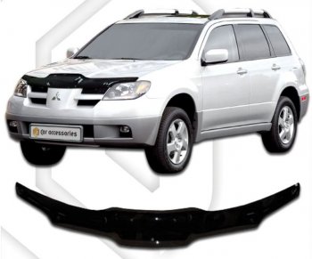 1 899 р. Дефлектор капота CA-Plastic  Mitsubishi Outlander  CU (2003-2009) (серия Classic черный)  с доставкой в г. Кемерово. Увеличить фотографию 2
