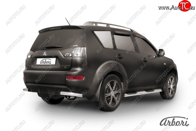 8 180 р. Защита заднего бампера Arbori (уголки, нержавейка, 1 труба d57 mm). Mitsubishi Outlander XL (CW)  рестайлинг (2010-2013)  с доставкой в г. Кемерово