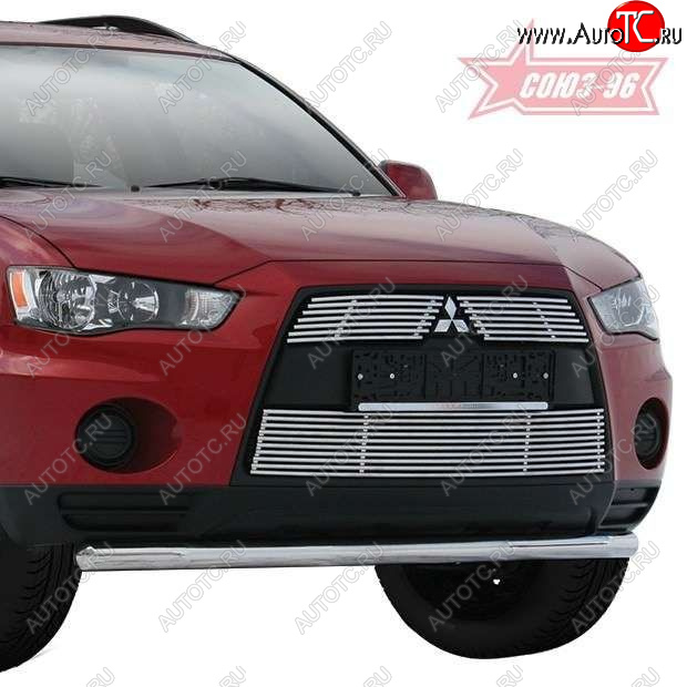 2 299 р. Декоративный элемент воздухозаборника Souz96 нержавеющая сталь  Mitsubishi Outlander  XL (2010-2013) (CW)  рестайлинг (Черные 10 мм)  с доставкой в г. Кемерово