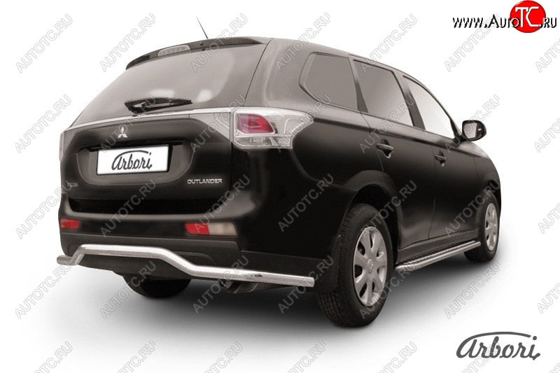 13 229 р. Защита заднего бампера Arbori (длинная, нержавейка, 1 труба d57 mm).  Mitsubishi Outlander  GF (2012-2014) дорестайлинг  с доставкой в г. Кемерово