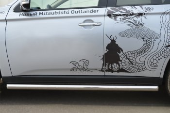 19 549 р. Защита порогов на SLITKOFF (труба D63)  Mitsubishi Outlander  GF (2012-2014) дорестайлинг (Защита порогов с со скосами на торцах (вариант 1))  с доставкой в г. Кемерово. Увеличить фотографию 4
